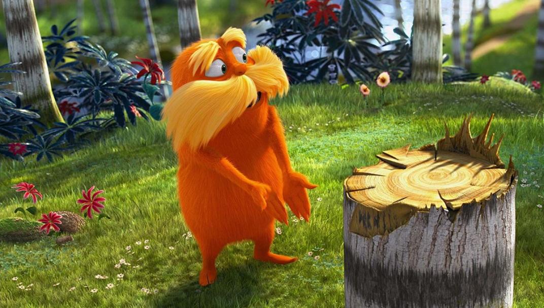 El lorax se lamenta por que cortaron un árbol
