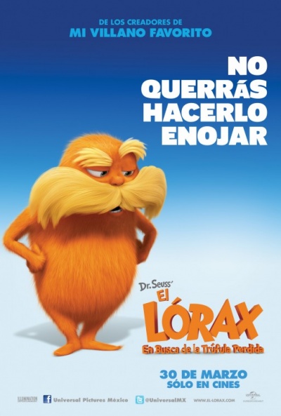 Banner promocional de la salida de la pelicula no hagas enojar al Lorax